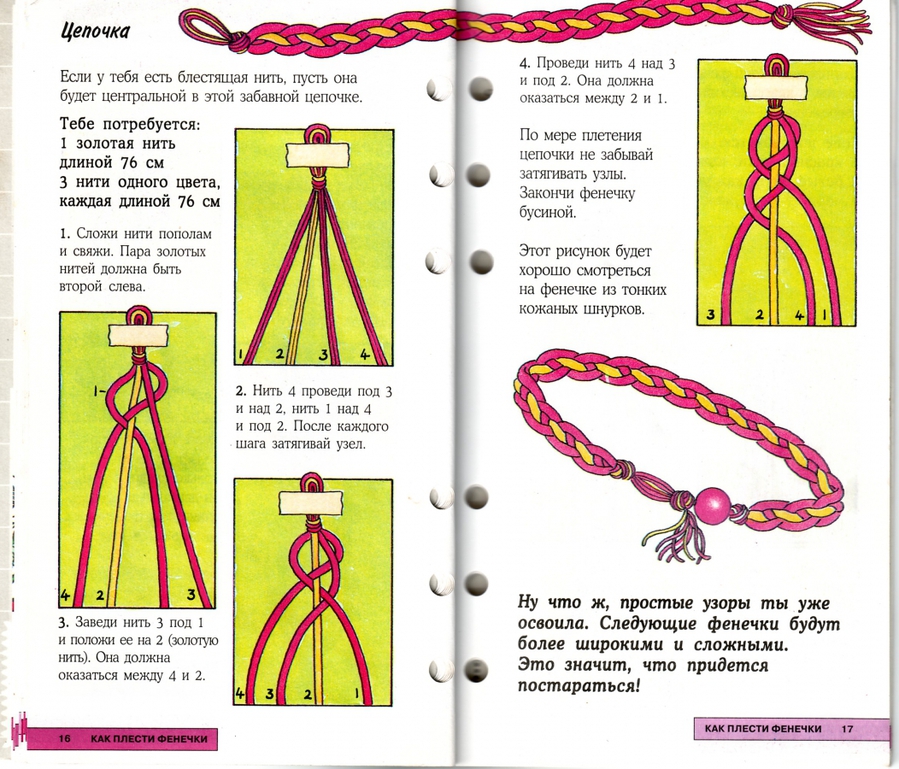 Как сделать фенечку из ниток мулине, бисера, ниток, ленточек своими руками;схемы плетения фенечек фото